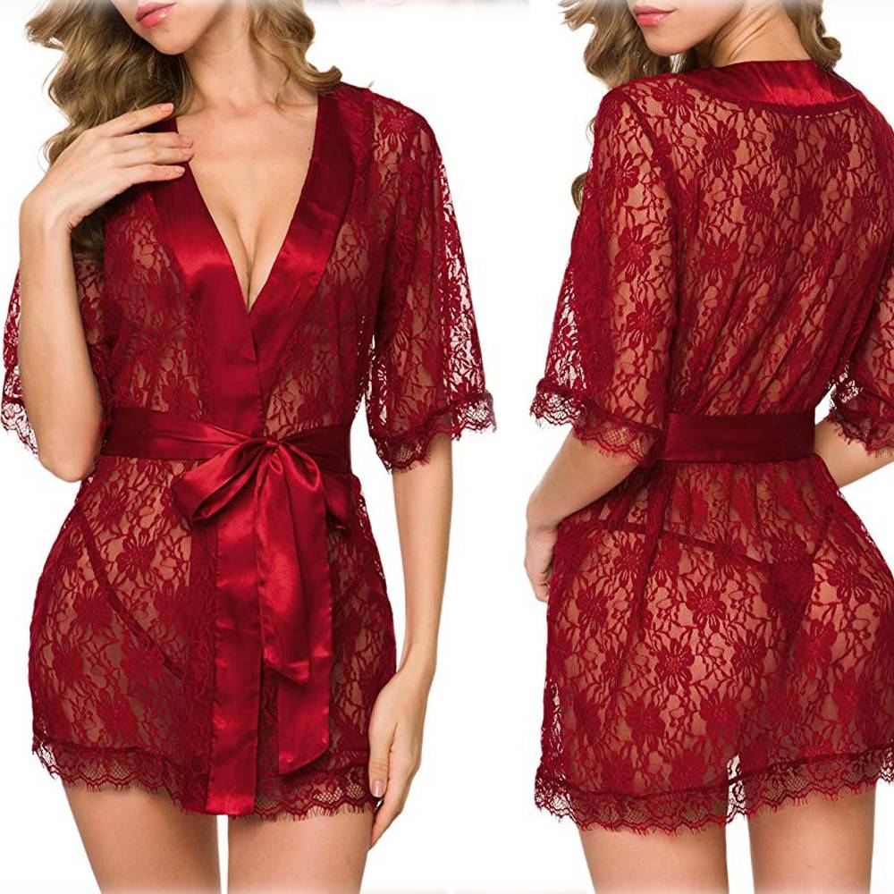 Women’s Floral Lace Robes Adult Products cb5feb1b7314637725a2e7: Black|Blue|White|Wine Red