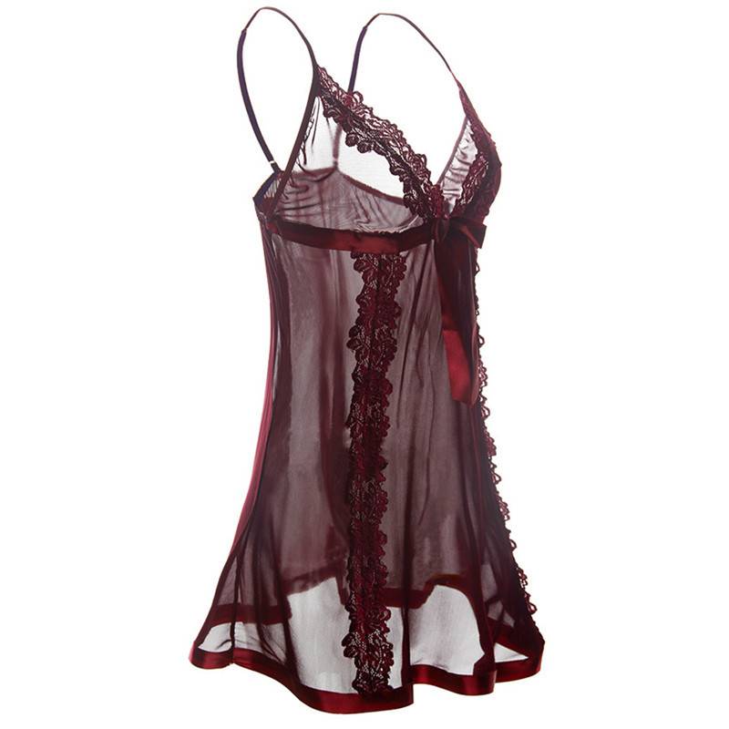 Women’s Summer Wine Babydoll Lingerie and Panties Set Adult Products cb5feb1b7314637725a2e7: Wine Red